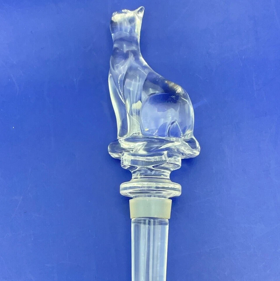 Бутылка хрустальная полотенце свинцовый графин пробка Katze Cat прозрачная австрийская кошачья 6 дюймов - Изображение 1 из 4