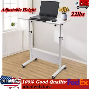 Adjustable Height Office Rolling Laptop Table Stand Bed Side Computer Desk Stand - Picture 1 of 18