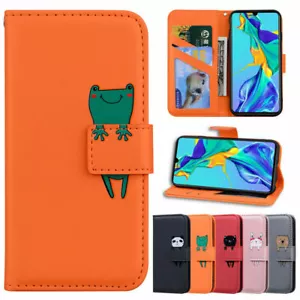 Frog Panda Cat Leather Flip Phone Case For Huawei P40 P30 P Smart Y5P Y6P Y6 Y7 - Picture 1 of 27