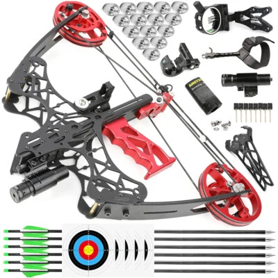 18" Mini Compound Bow Set 35-38lbs Dual-use Steel Ball Arrows Archery Hunting - Image 1 of 4