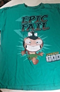 Camiseta gráfica de manga corta Pocket God Epic Fail para hombre talla grande verde - Imagen 1 de 5