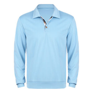 Men Sweatshirt Long Sleeve Pullover Turn-Down Collar Sweaters Casual Sports Top