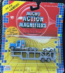 Funrise Micro Magnifiers Big Rig Car Hauler Truck 1987 Die Cast -Heavy! - Picture 1 of 3