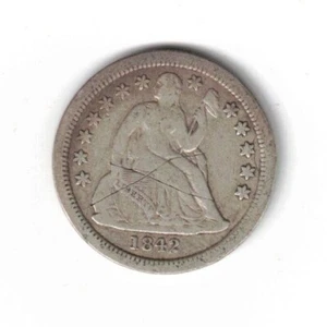 Moneta Argento Stati Uniti 1842 Liberty Seduto Dime - Foto 1 di 2