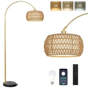 Gold Floor Lamps for Living Room, Arc Floor Lamp with Remote & Dimmable Bulb,... - Picture 1 of 9