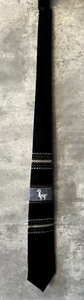 Vintage 1960s AAAA Peru Black Embroidered Alpaca Wool Necktie Hand Loomed - Picture 1 of 5