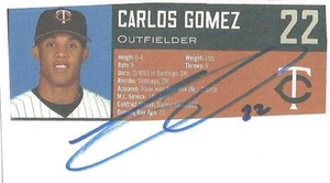 Minnesota Twins CARLOS GOMEZ autographed 3x5 Info Photo Card - Picture 1 of 1