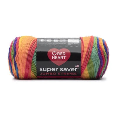 Hilo acrílico mediano Red Heart Super Saver Jumbo #4, raya favorita 10 oz/283 g Foto 1 de 4