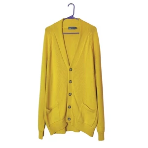 Vince sonnenblumengelb Baumwolle V-Ausschnitt lang lässig Cardigan Pullover XXL adrett - Bild 1 von 10