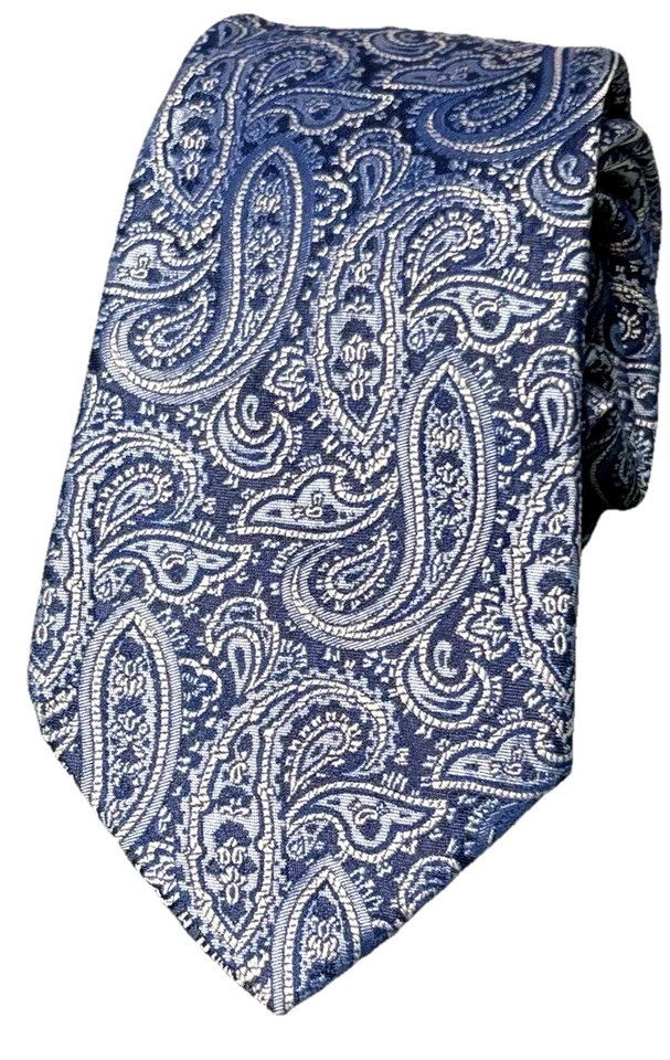 Corbata Saks Fifth Avenue azul cachemir 100 % seda Italia L 59" X W 3" unisex artesanal Foto 1 de 4