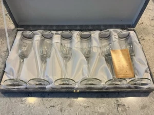 J PREZIOSI BICCHIERI DA CHAMPAGNE LAVORATI A MANO~ITALIA vintage set di 6 con scatola - Foto 1 di 13