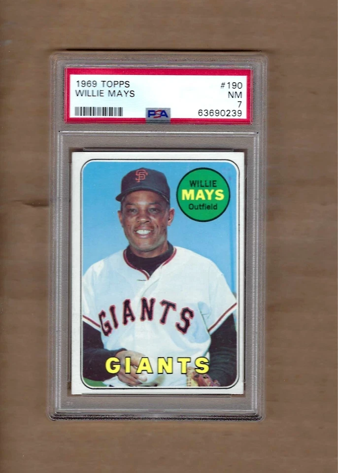 1969  TOPPS  WILLIE  MAYS  #  190   PSA  7 - Image 1 of 2
