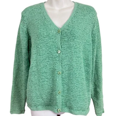 Pendleton Womens Mint Green Cardigan Loose Knit Chunky Sweater V-Neck sz M - Image 1 of 4