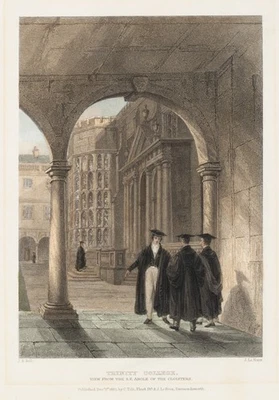 KEUX (*1812) nach BELL (18.Jhd), Trinity College Arkadengang,  1837, Sst. - Bild 1 von 4
