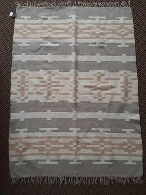 Pendleton Sandhills Throw Blanket WOVEN Earth Tones Beige 41"x56" Wool USA Aztec - Image 1 of 4