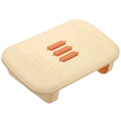 Foot Rest Stools Leg Rest Footrest with Roller Massager, Khaki/Orange - image 1 of 4