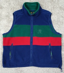 Vintage Eddie Bauer Ebtek Fleece Vest Striped Full Zip Mock Neck Mens Large - Picture 1 of 6