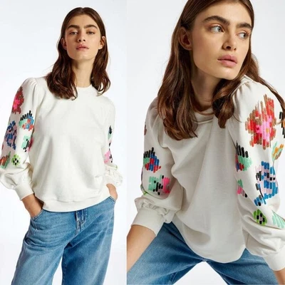 Sudadera Essentiel Amberes Algodón Blanco con Detalle de Lentejuelas Multicolor Talla Pequeña Foto 1 de 4