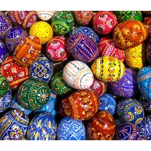 24 Pcs Miniature Assorted Ukrainian Hand Painted Wooden Pysanky Eggs 1 7/8" - Picture 1 of 1