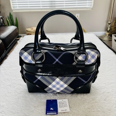 Burberry Blue Label Black Patent Leather Multicolor Canvas  Handbag/Satchels Bag - Image 1 of 4