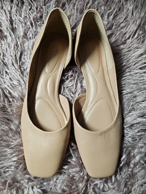 Sapatos baixos femininos de balé ANTONIO MELANI cor bege couro superior. Tamanho 5.5 - Imagem 1 de 4