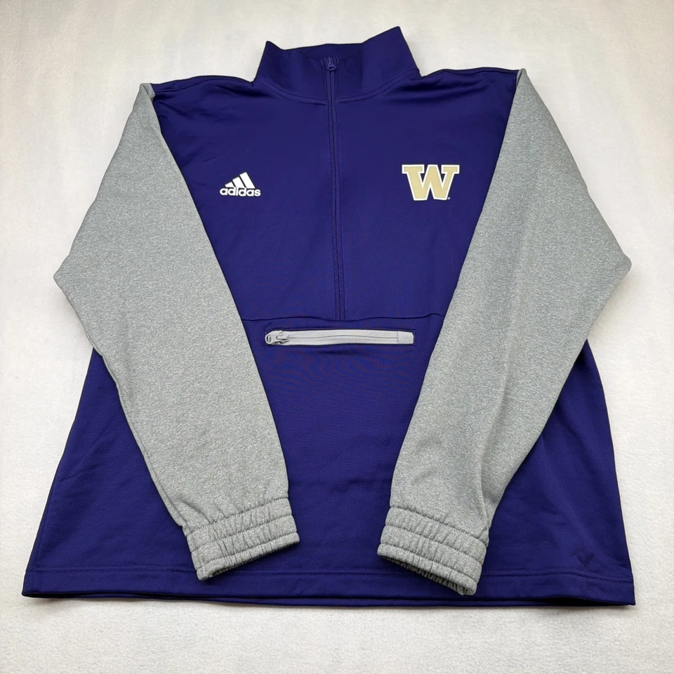 Men’s University of Washington UW Huskies Adidas Full Zip Jacket Front Pocket XL - Image 1 of 4
