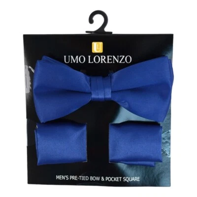 UMO LORENZO Para Hombres Conjunto de Pajarita Preciosa Colores Sólidos Pajarita Bolsillo Cuadrado Pañuelo Foto 1 de 4