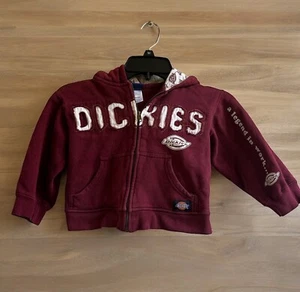 Vintage Kids Burgundy Dickies Hooded Sweatshirt Small Boys Size 4 - Picture 1 of 7