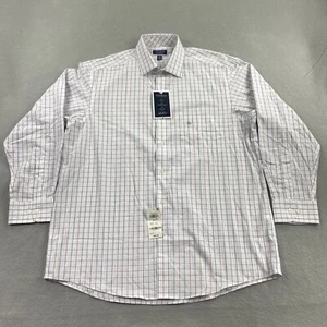 Club Room Shirt Mens 16.5 White Button Up Regular Fit Performance Cotton Casual - Picture 1 of 8