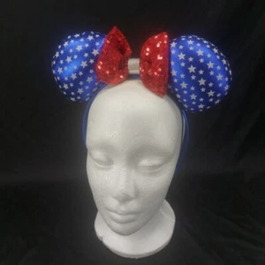Diadema Orejas Estrellas y Rayas Estrellas Estados Unidos Lentejuelas Minnie Mouse Parques Disney - Imagen 1 de 14