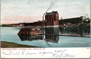 Postal de WINSLOW, Maine "HOLLINGSWORTH & WHITNEY MILL" River View 1906 Cancelar - Imagen 1 de 2