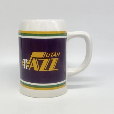 Taza de cerámica Utah Jazz cerveza Stein Tankard con licencia NBA años 90 papel 20 OZ Foto 1 de 4