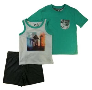 P.S. from Aeropostale Boys Green 3pc Short Set Size 4 5 6 7 8 10 12 14 - Picture 1 of 1