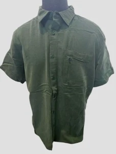 The North Face Shirt Mens 2XL Hunter Green Short Sleeve Button Up Zipper Pocket - Picture 1 of 7