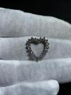 14K White Gold And Diamonds Open Heart Design Unique Diamond Pendant Charm Gift