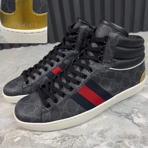 GUCCI Ace Web Supreme GG Monogram Sneaker Grau Leder 8,5 G oder 9 US 42,5 EUR - Bild 1 von 24