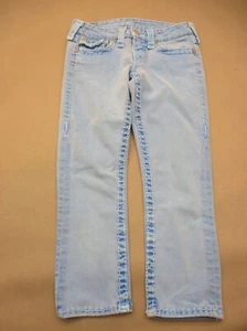True Religion Size 26 Girls Blue Cotton Blend Zip Fly Pocket Straight Jeans 381 - Picture 1 of 13