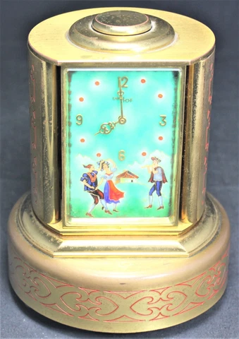 Imhof Musical 15j Expanding Desk Clock w/ Fancy Enamel Dial - Music - Vintage Cover