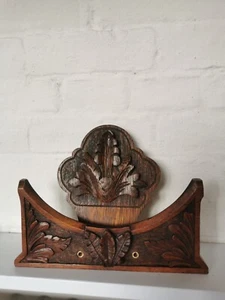 2 Ricambi Orologio Vintage Grossi Legno Rovere Intagliato Foglia - Grandi Targhe Interne Parete - Foto 1 di 14