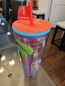 Bicchiere Starbucks X Monyee Chau artista cinese americano Collab estivo giungla nuovo con etichette - Foto 1 di 3