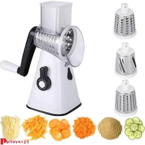 3 In 1 Rotary Food Slicer Chopper Cheese Grater Fruit Vegetable Shredder Cutter - Picture 1 of 12