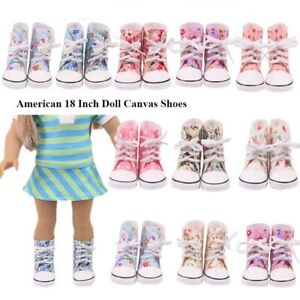 43cm Baby Flowers Sneakers Boots American Doll Shoes 18Inch Doll Canvas Shoes