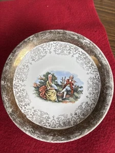 Vintage SABIN crystal gold 22 karat plated 5 inch saucer with George and Martha  - Picture 1 of 3