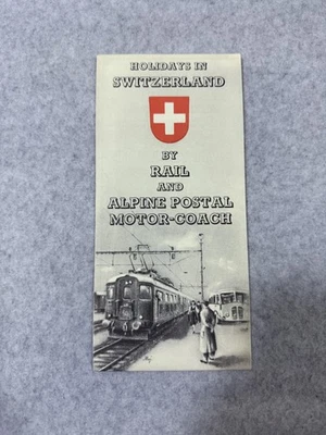 Folleto de mapa de autocar postal alpino ferroviario vintage 1936 vacaciones en Suiza Foto 1 de 4