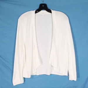 J. JILL PETITE White RIBBED KNIT Open Front DRAPED Breezy CARDIGAN SWEATER XLP - Picture 1 of 4