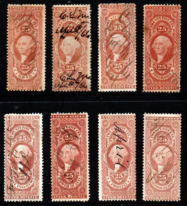 R43c - R50c VF SOUND USED STAMPS, COMPLETE 25 CENT PERF SET. FIRST ISSUE REVENUE - Image 1 of 1