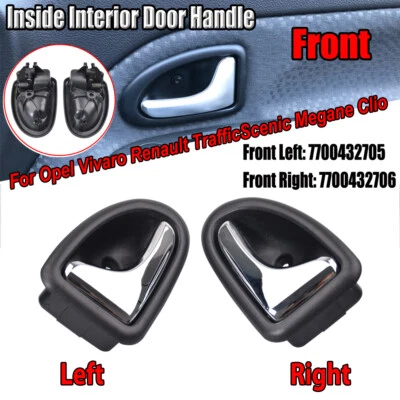 Manija de puerta interior delantera L+R plateada brillante para Opel Vivaro Renault Trafic Clio Foto 1 de 4