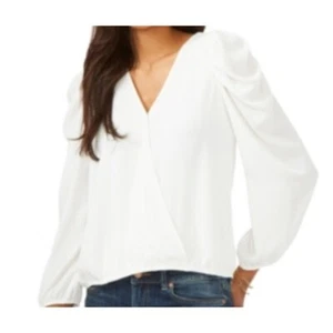 Sam & Jess Women's Surplice Puff-Sleeve Top Ivory Size XS NWT - Picture 1 of 3