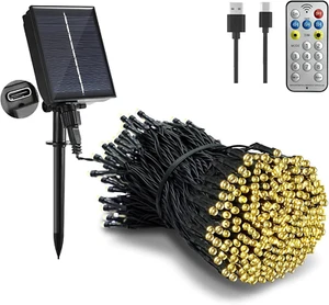 Luci Solari Esterno, 20M 200 LED Catena Luminosa Esterno Solare Con Telecomando, - Foto 1 di 12