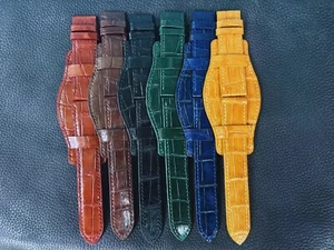 Handmade Genuine Croc Skin Leather Watch Bund Strap Band 18mm/24mm - Afbeelding 1 van 20